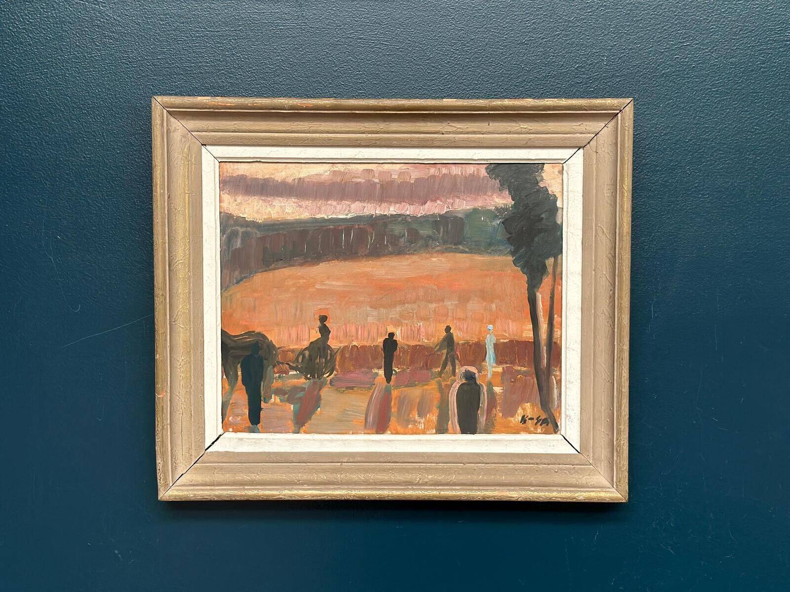 Swedish Oil on Panel – “Farmers” by Karl Göte Åson Sernius