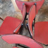 Set of 4 black and red compass foot chairs
