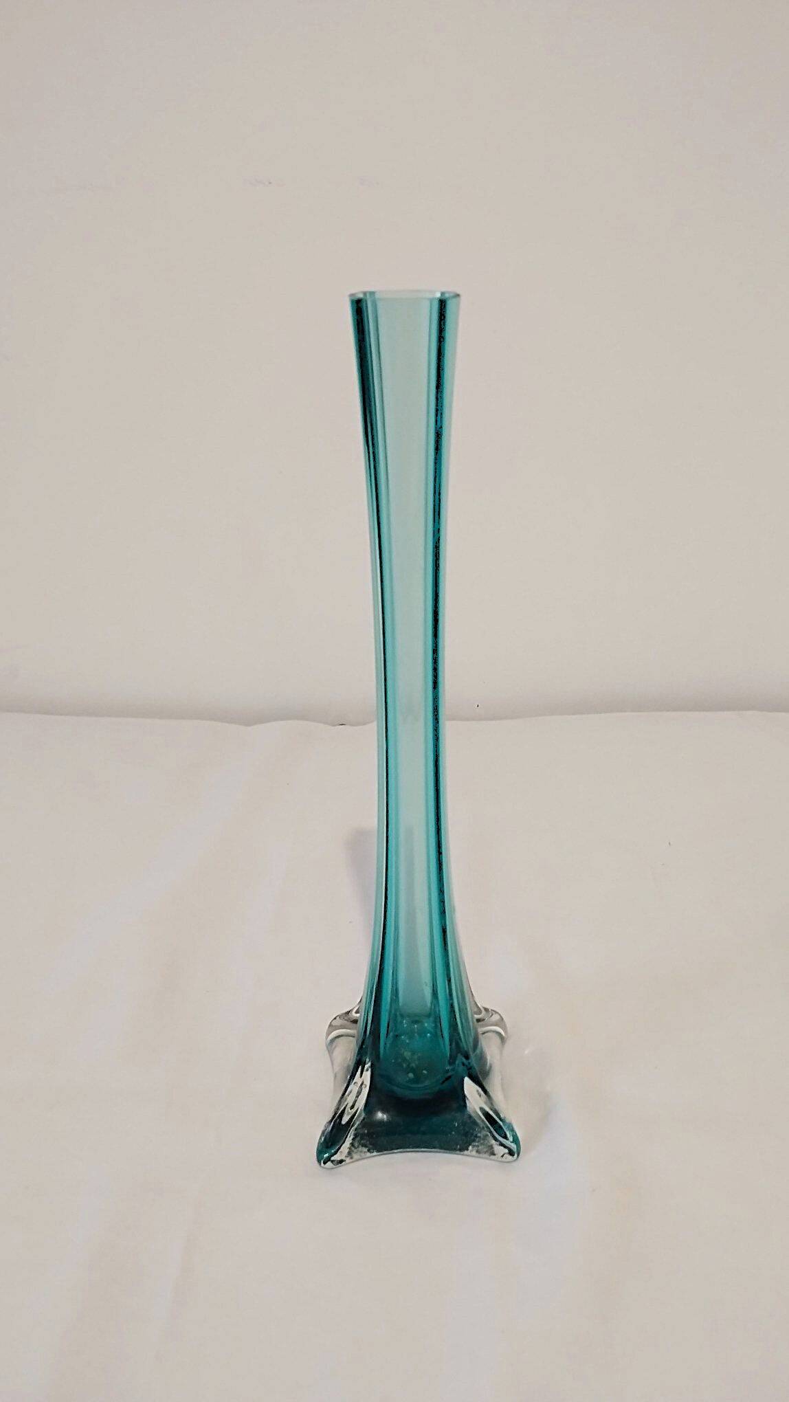 Blue colored glass soliflore vase