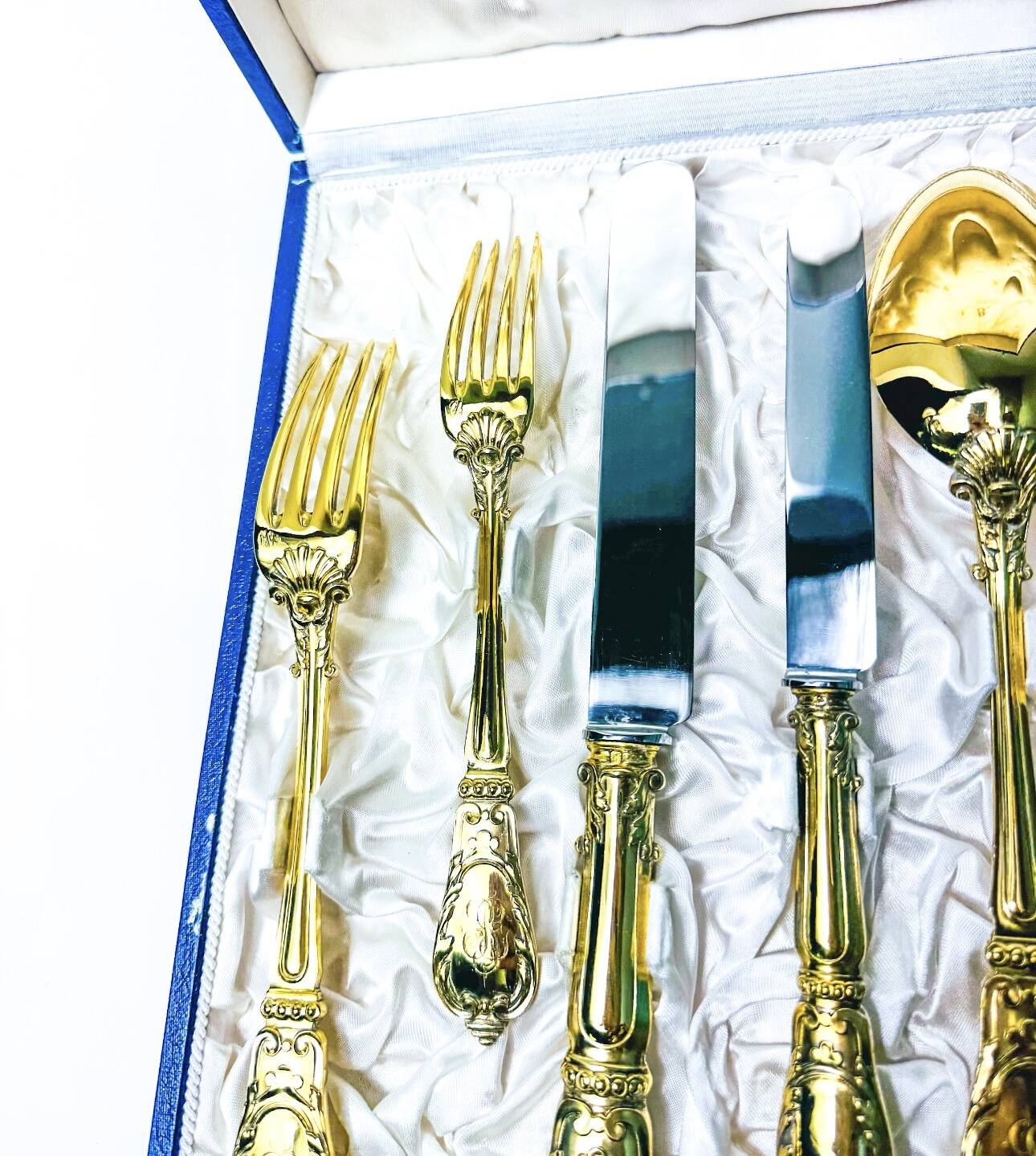 Prestige case for Odiot cutlery, solid silver and gold