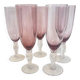 Set of 6 smoked pink champagne flutes – 1970s