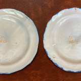 2 assiettes faience de Moustiers - décor bleu dans le goût du XVIIIe