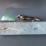 Panther desk lamp in spelter on a black and white marble base 1925