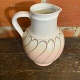 Vintage pichet ancien strehla ceramic pink & white 1950 west germany