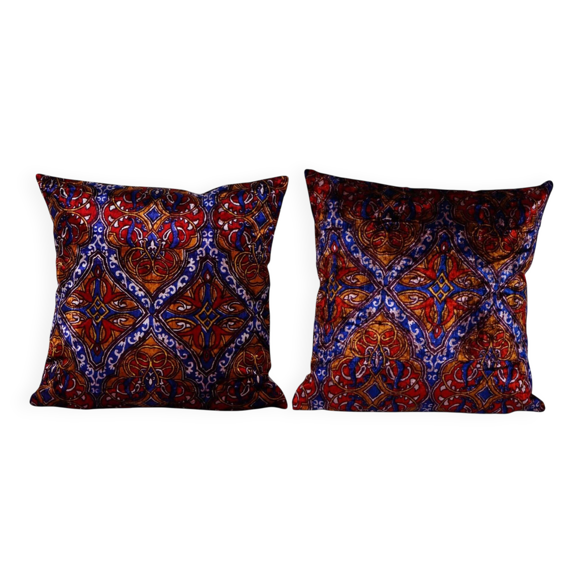 Set of 2 vintage velvet cushion covers 51x51 cm