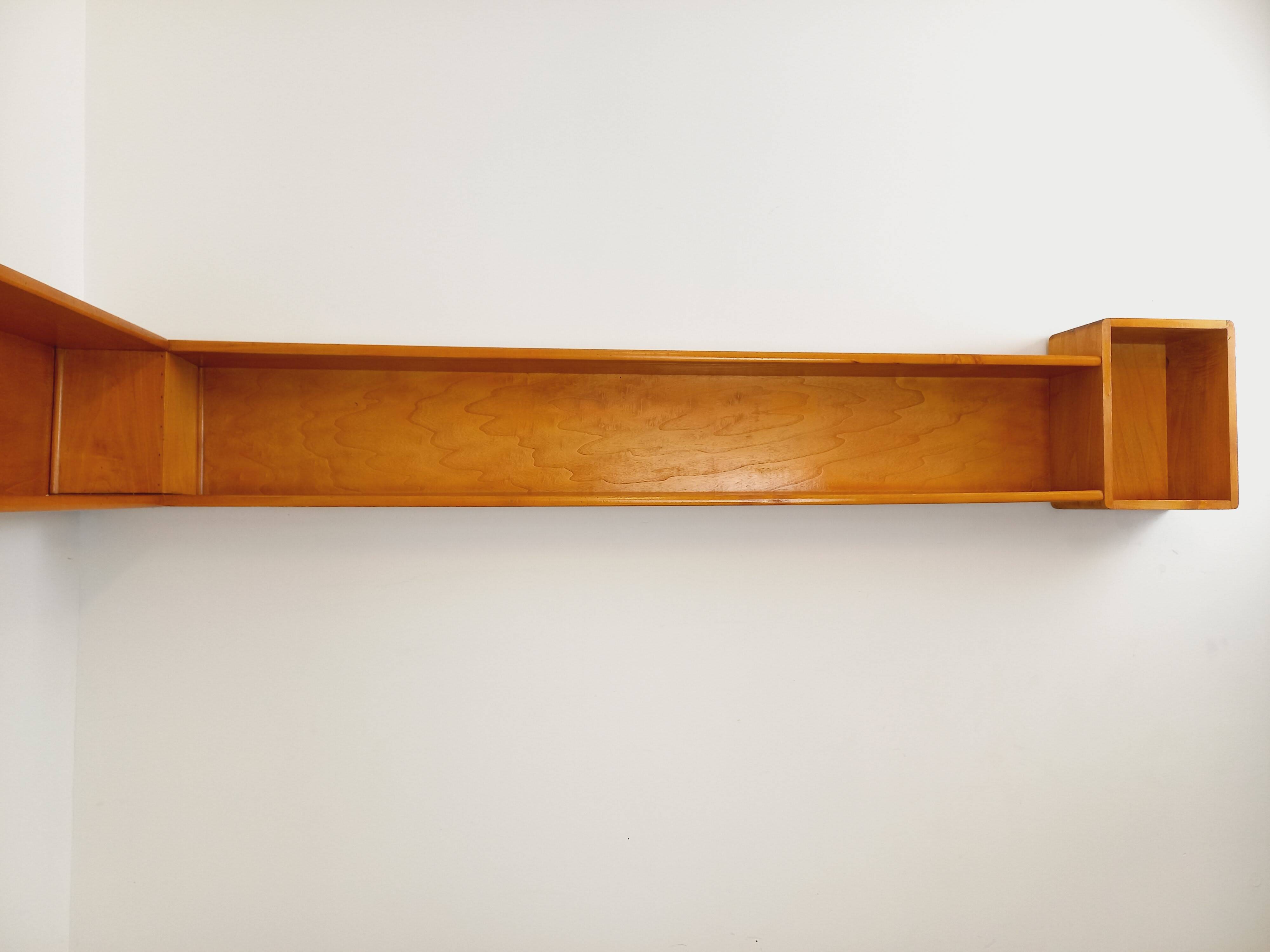Vintage wooden corner wall shelf from the 60s 70s.