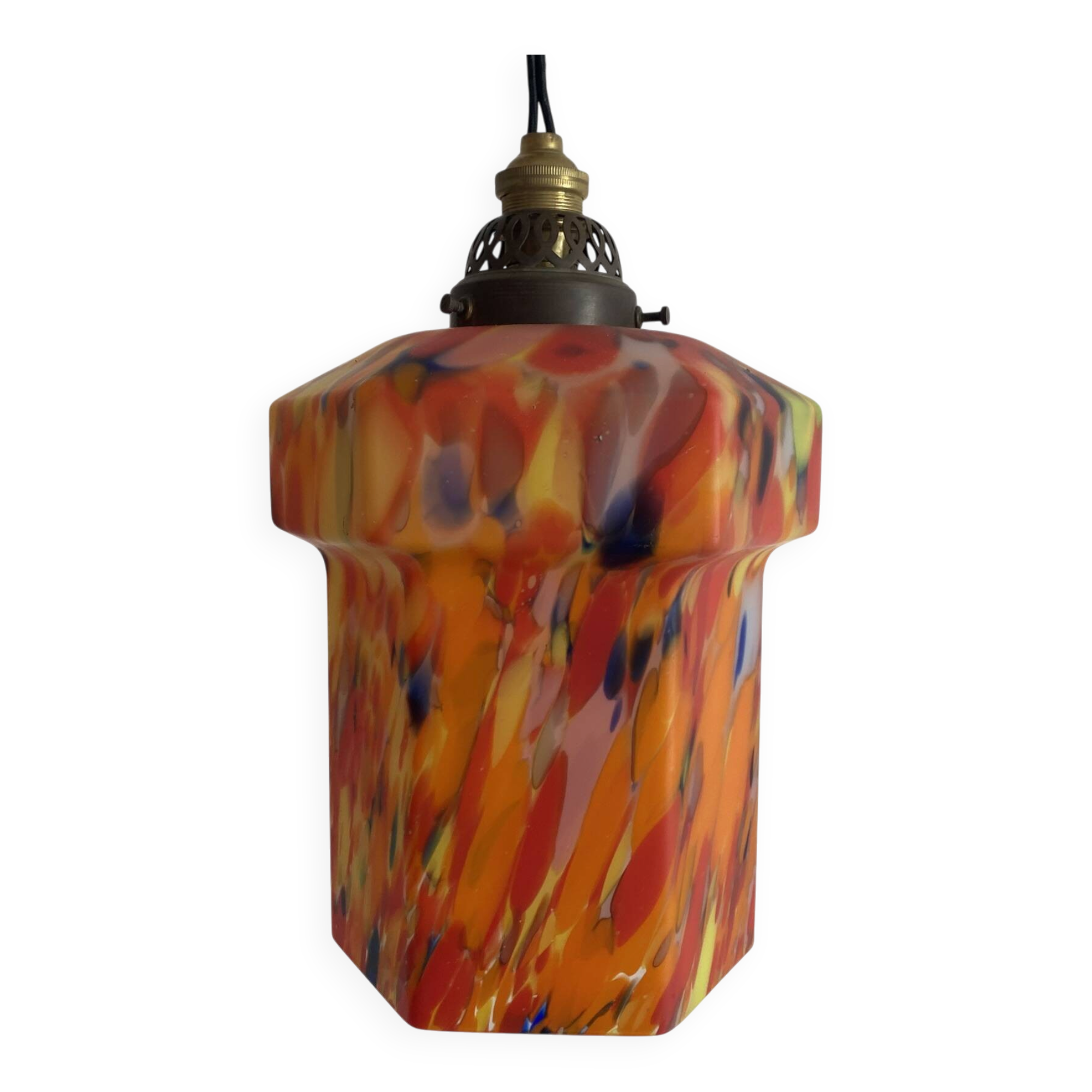 Retro suspension lampshade in speckled glass