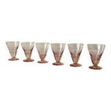 6 small Art Deco pink glasses 6 cl