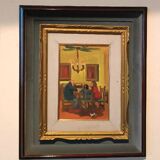 Painting figures oil on canvas board UGO PAZZI