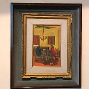 Painting figures oil on canvas board UGO PAZZI