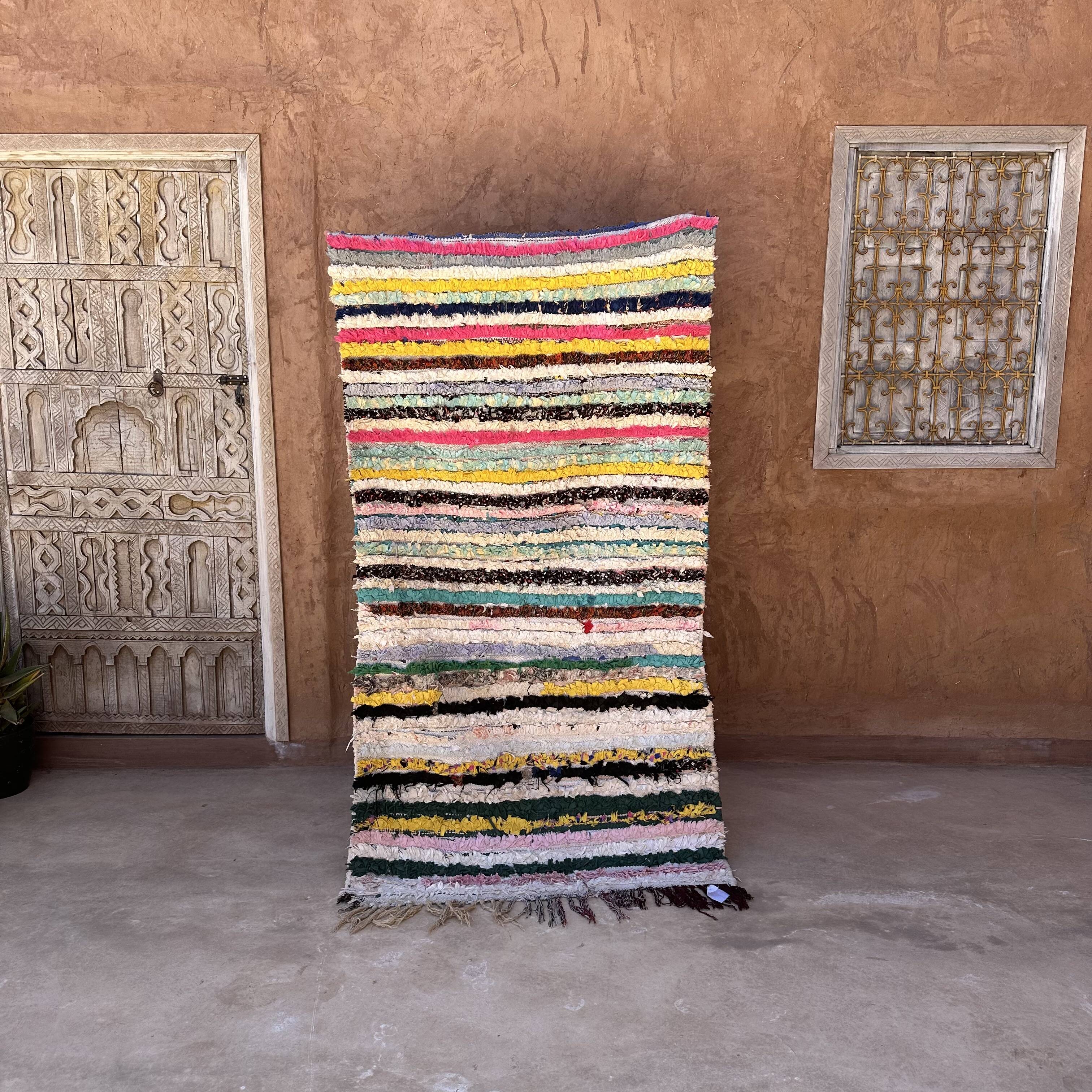 Moroccan carpet Boucherouite colored - 104 x 196 cm