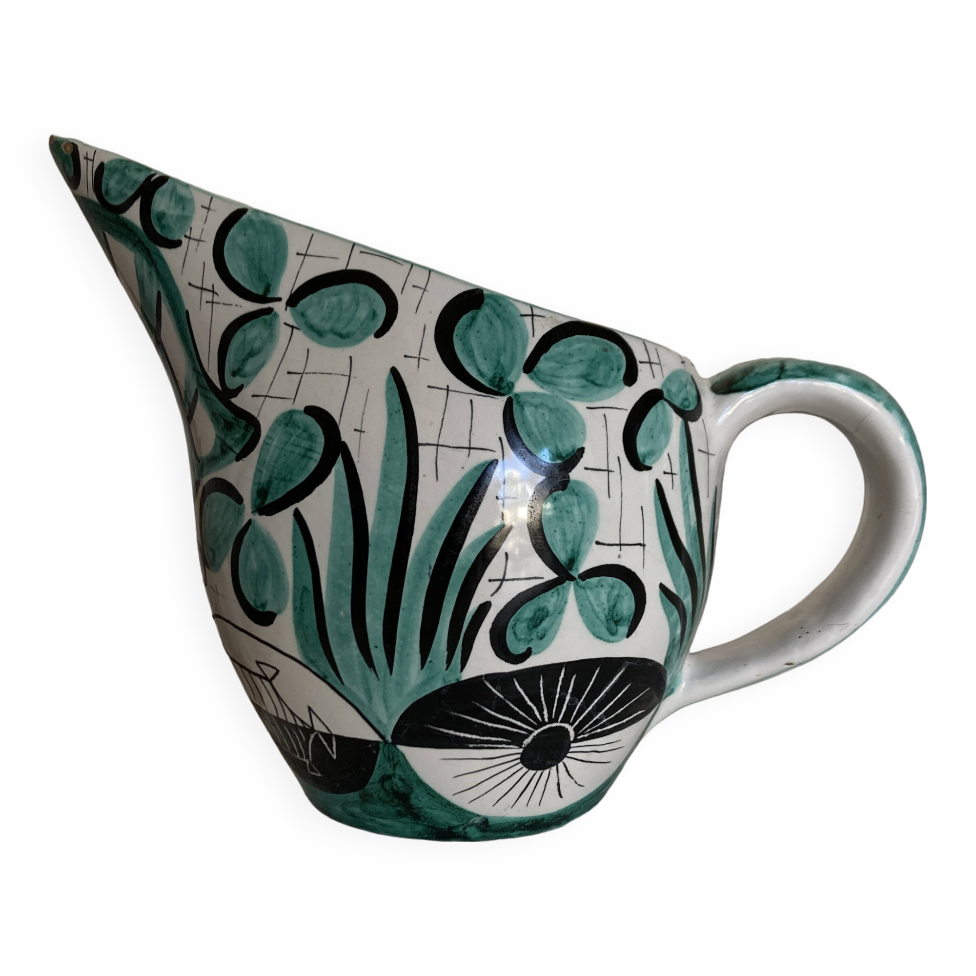 Mid century ceramic pitcher Deruta 1960 Umbria Italy