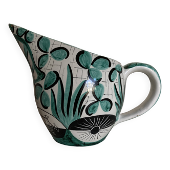 Mid century ceramic pitcher Deruta 1960 Umbria Italy