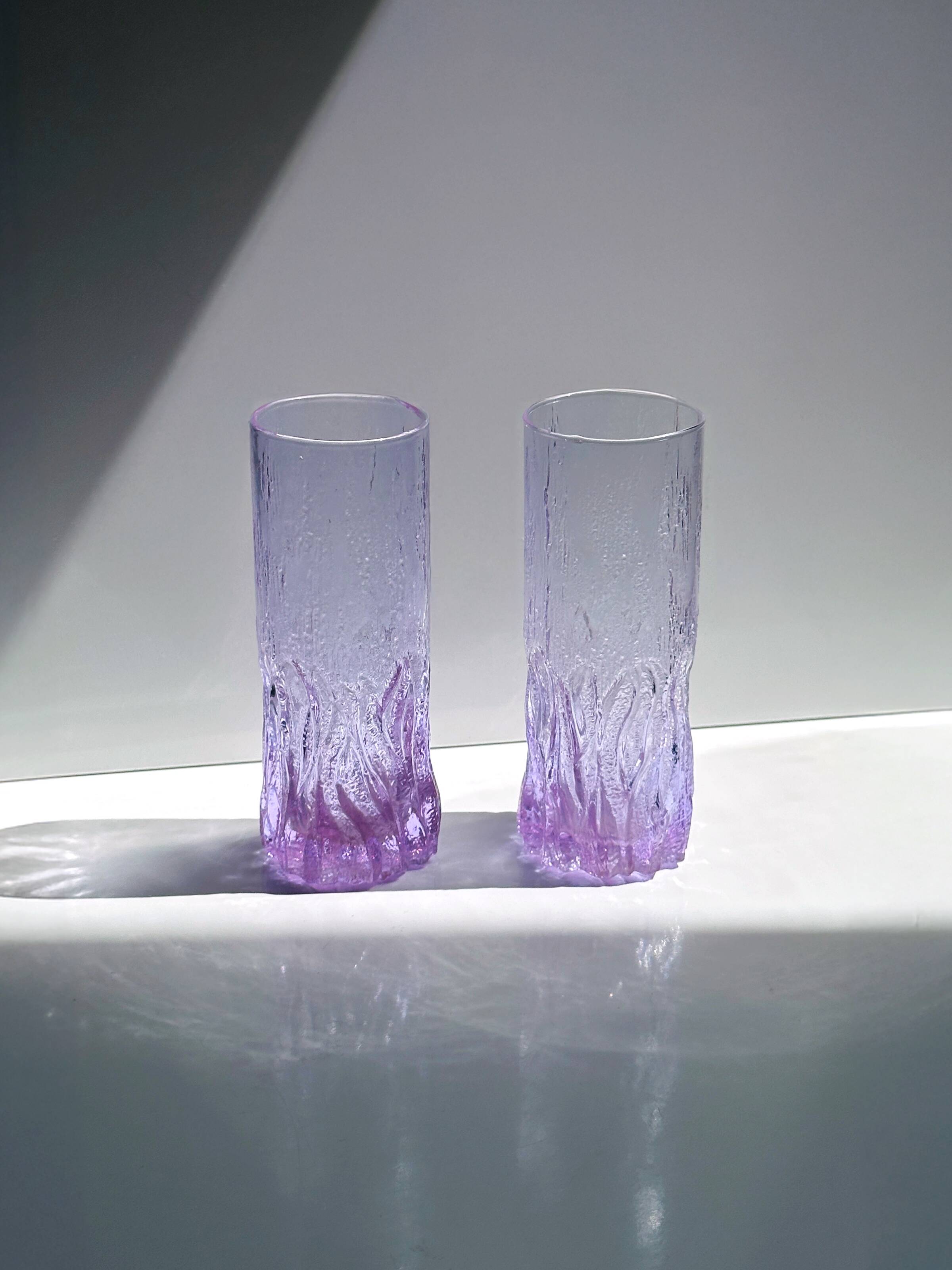 6 Alexandrite Longdrink Glasses - Space Age 1970s Italy