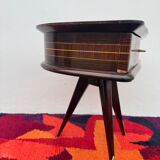 1950s half-moon tripod bedside table