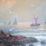 Impressionist seascape, oil on canvas signed and framed