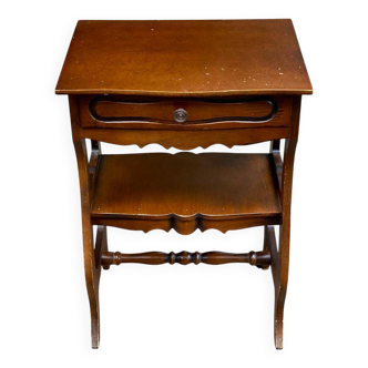 Table de chevet art déco 1950 en bois massif