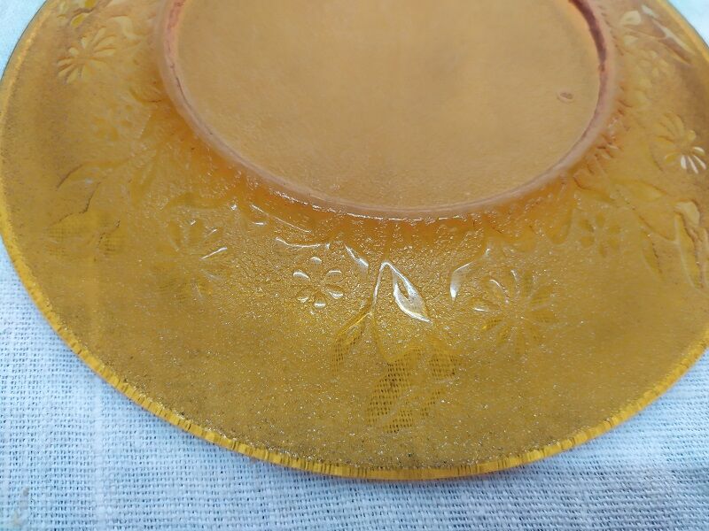 Dessert plates old amber flowers vintage lot of 6
