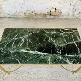 Table basse mid-century en marbre vert et laiton, 1960s