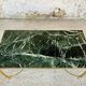Table basse mid-century en marbre vert et laiton, 1960s