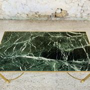 Mid-century coffee table in green marble and brass, 1960s