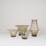 Art Deco Ensemble / Swedish Grace of 4 Glass Containers by Simon Gate Orrefors Sweden 1920s