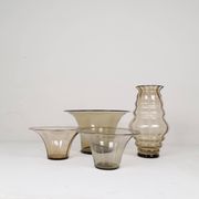 Art Deco Ensemble / Swedish Grace of 4 Glass Containers by Simon Gate Orrefors Sweden 1920s