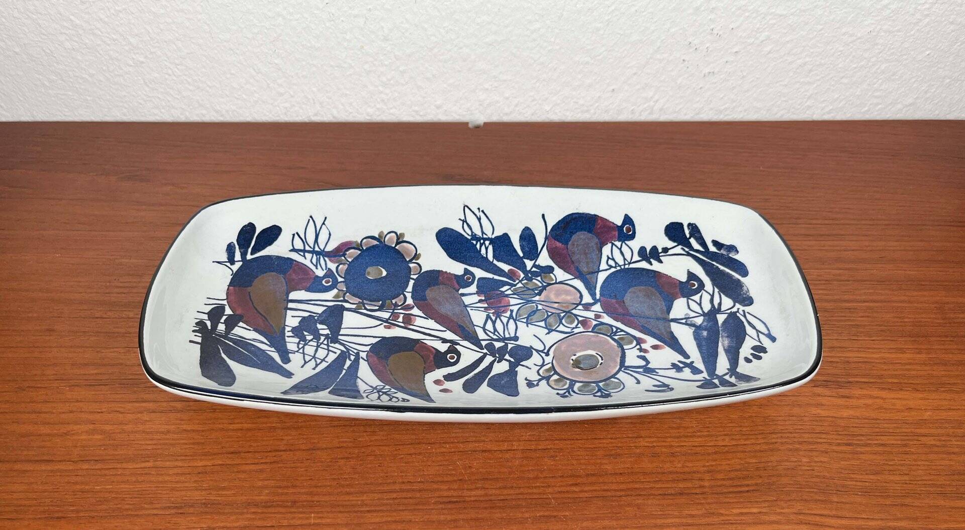 Mid-Century Modern Danish Porcelain Tenera Bowl with Bird Design by Kari Christensen for Aluminia Royal Copenhagen, 1960s