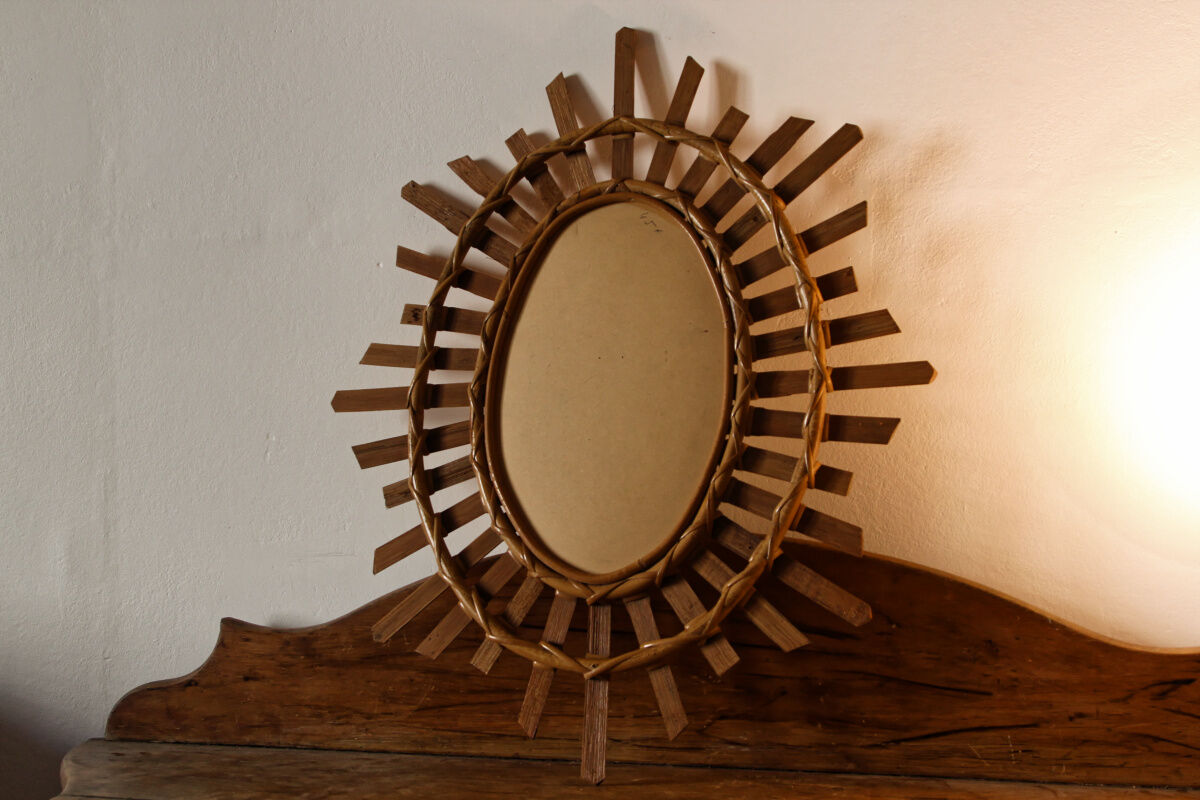 Rattan sun mirror