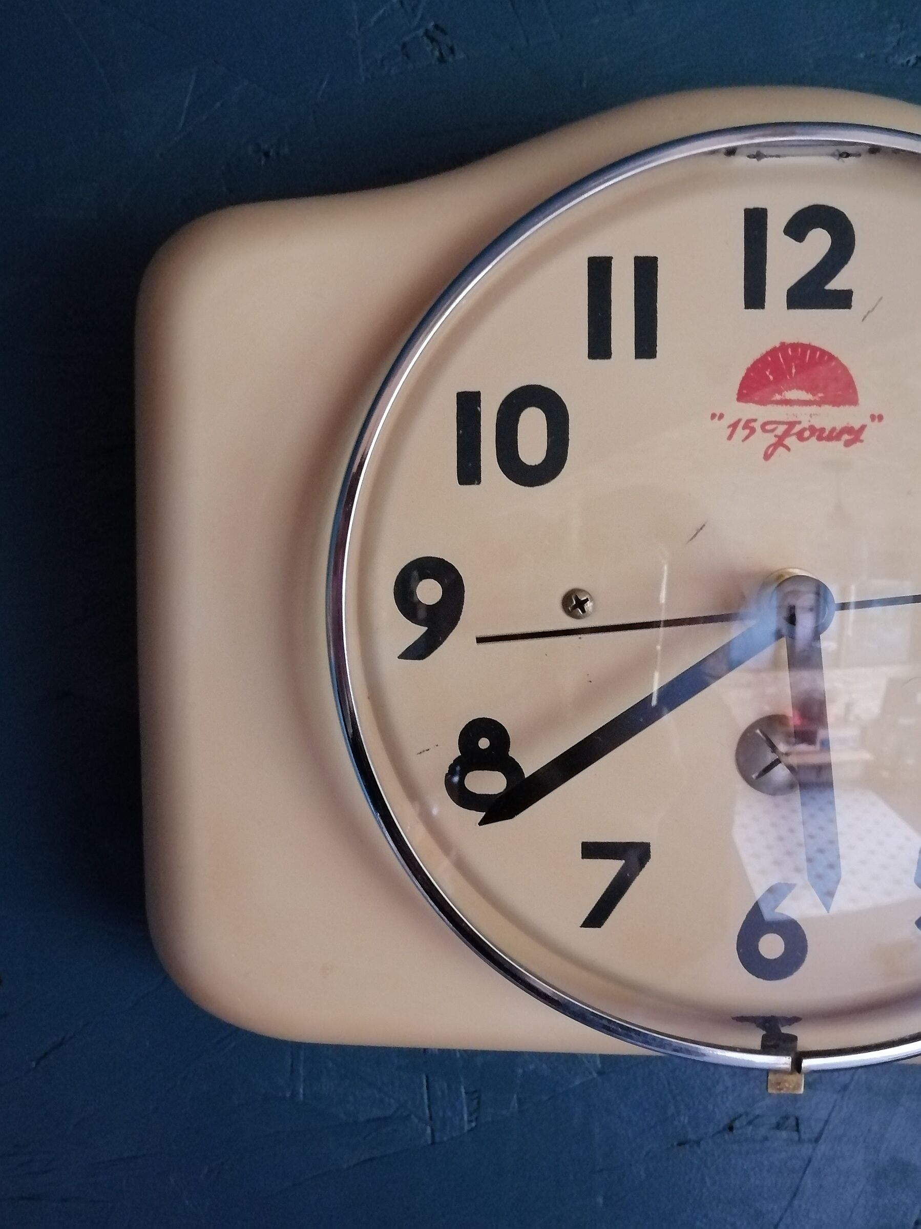 Vintage clock, "15 days" wall clock