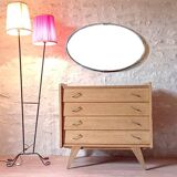 Oval art deco mirror with vintage chrome frame from the 70s