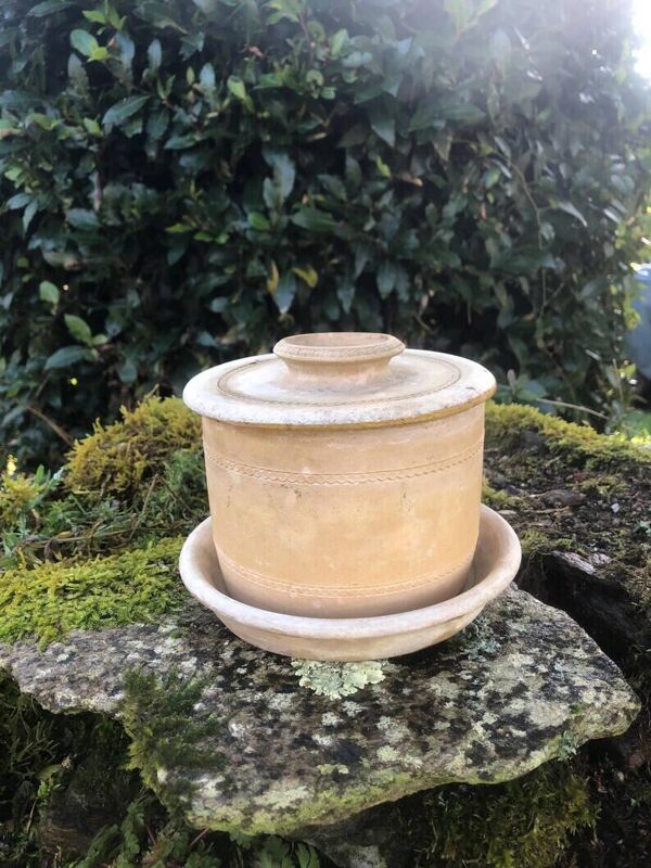 Vintage Biot Terracotta Butter Cooler: French Farmhouse Glazed Ceramic