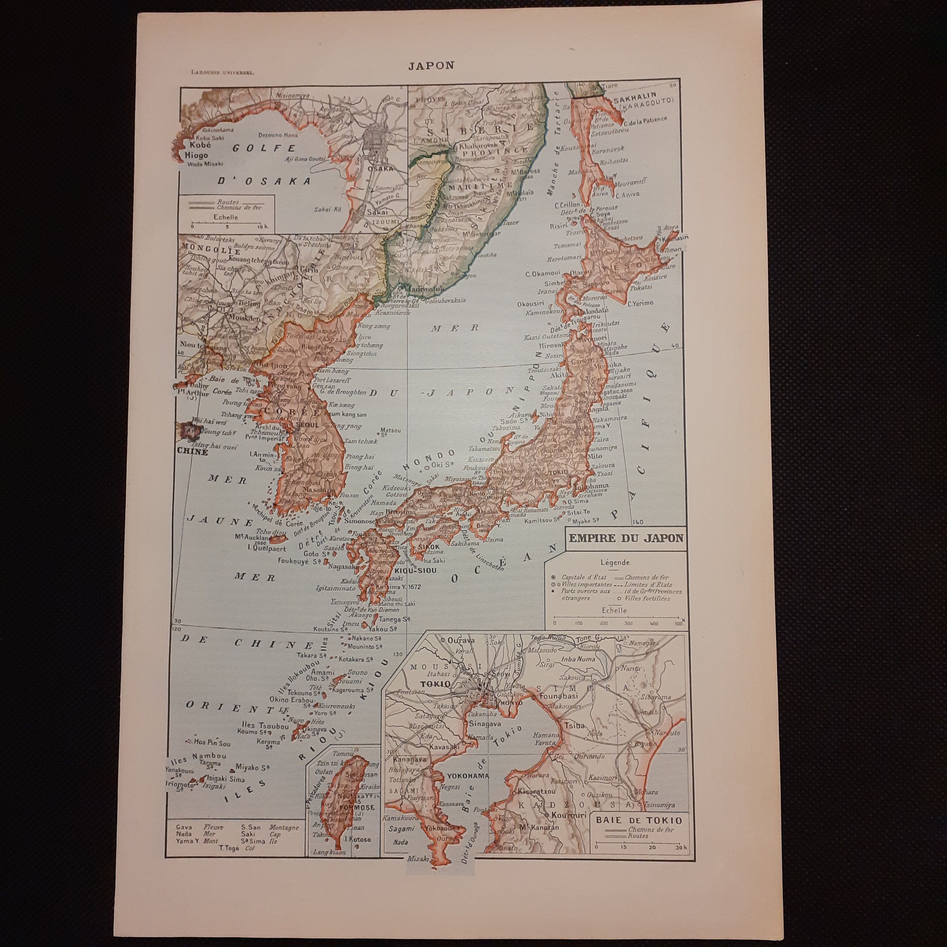 Old map of Japan from 1922