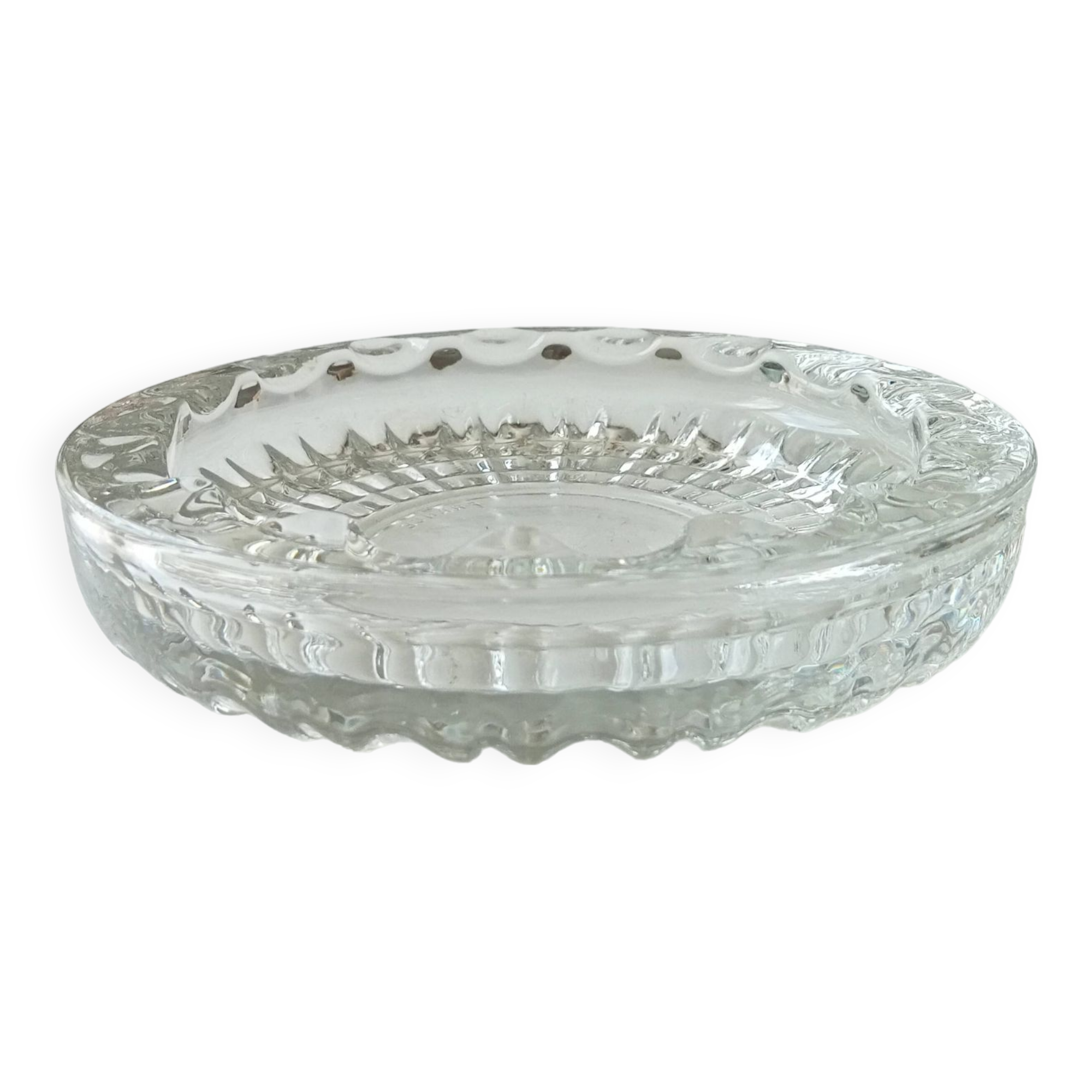 Large vintage molded glass ashtray