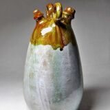 Handcrafted enamelled terracotta water jar signed