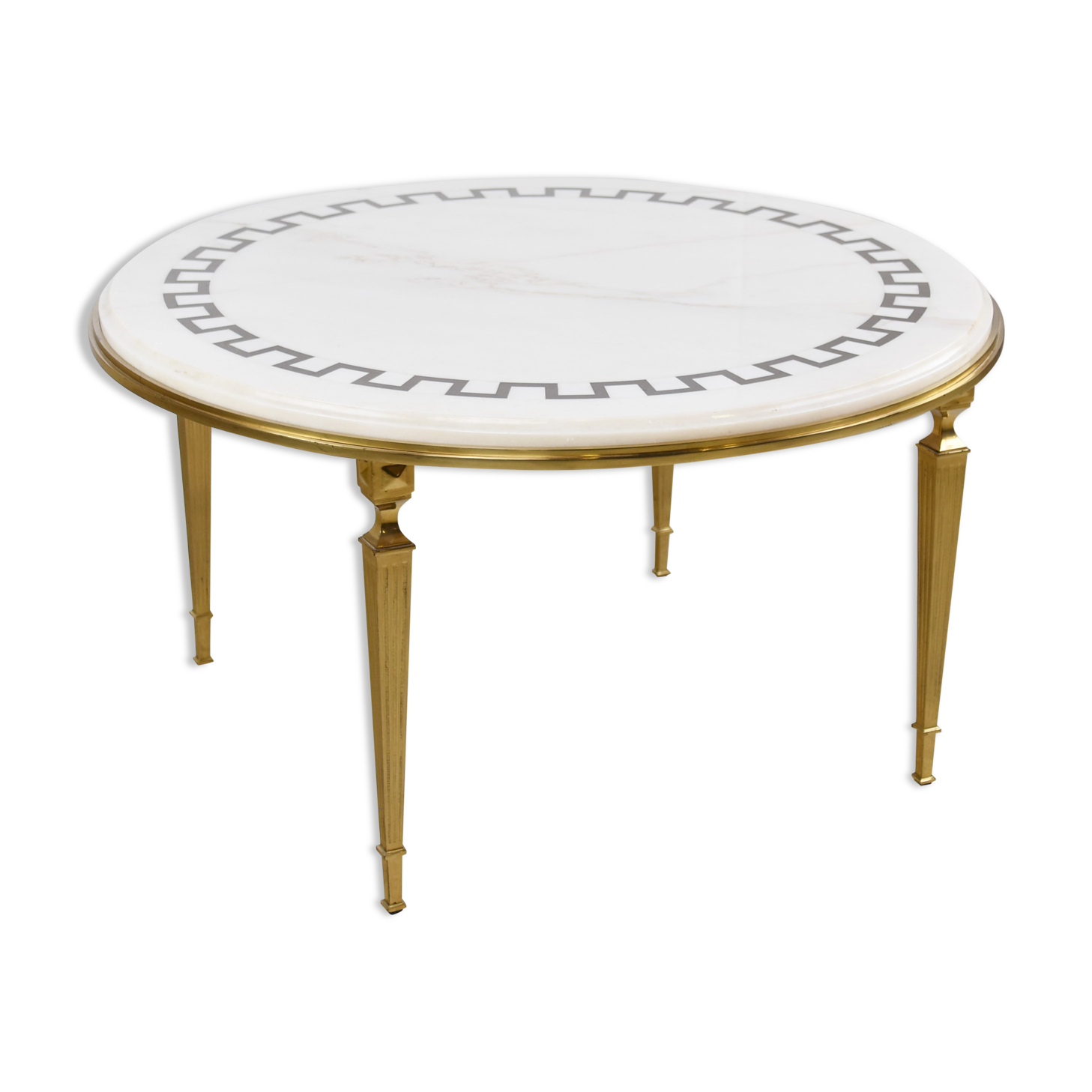 Vintage brass and white marble coffee table, 1970s
