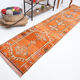3x12 orange & beige long turkish vintage runner rug 387x87cm