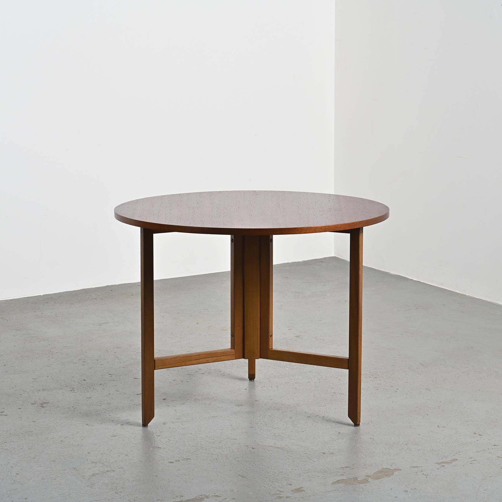 André Sornay round mahogany table, Sornay Furniture 1960