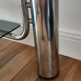 Smoked glass coffee table and chrome legs 70s