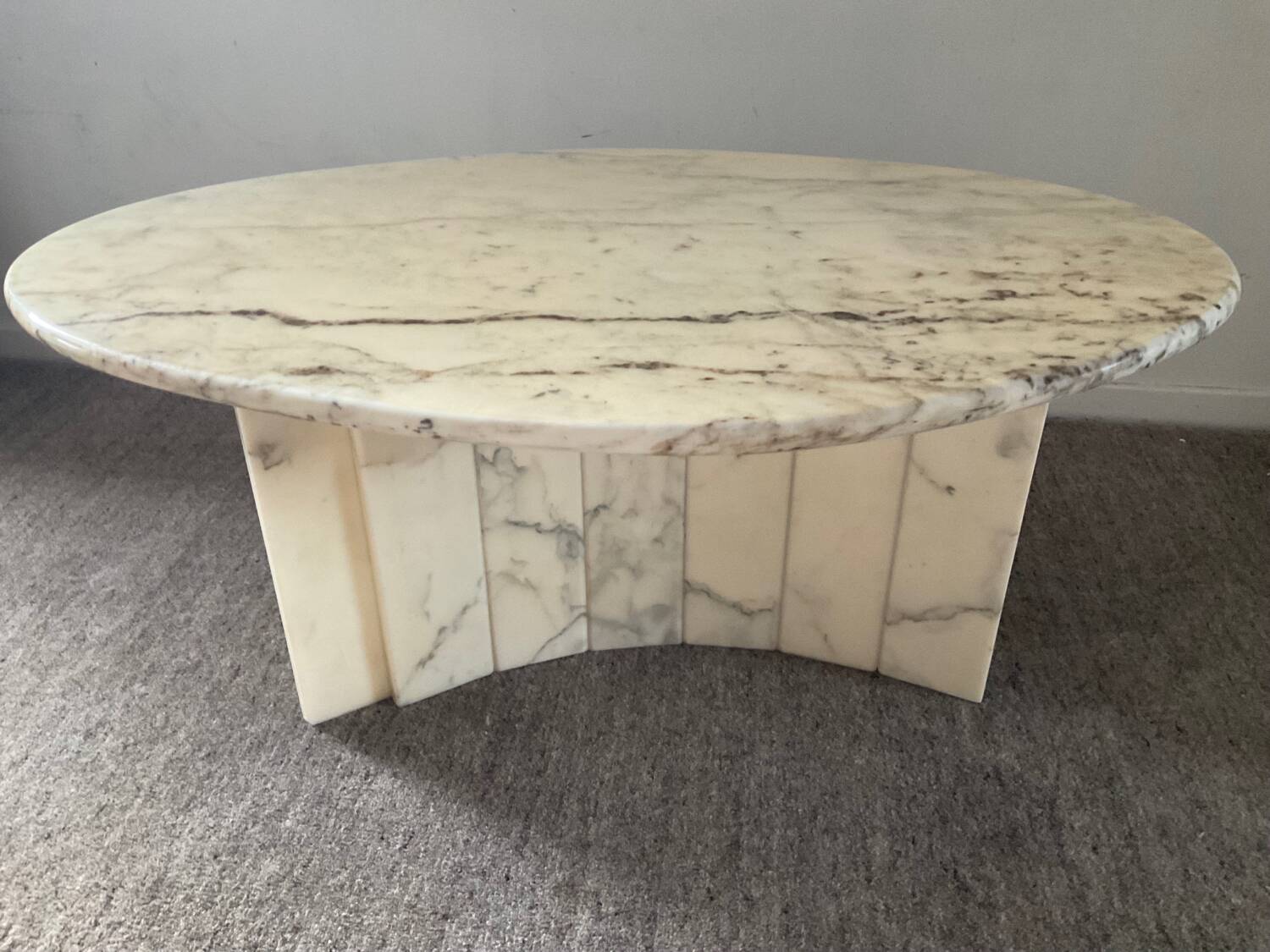 Vintage Carrara marble coffee table
