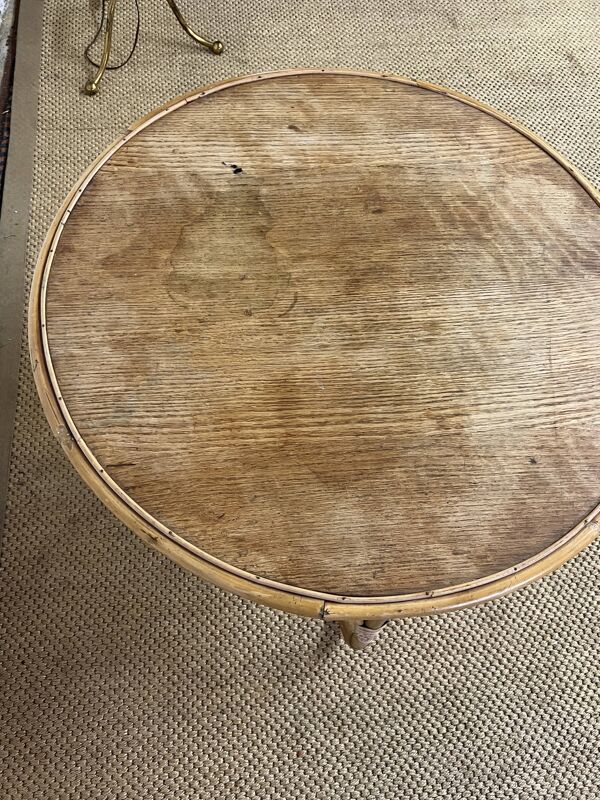 Petite table ronde en rotin vintage