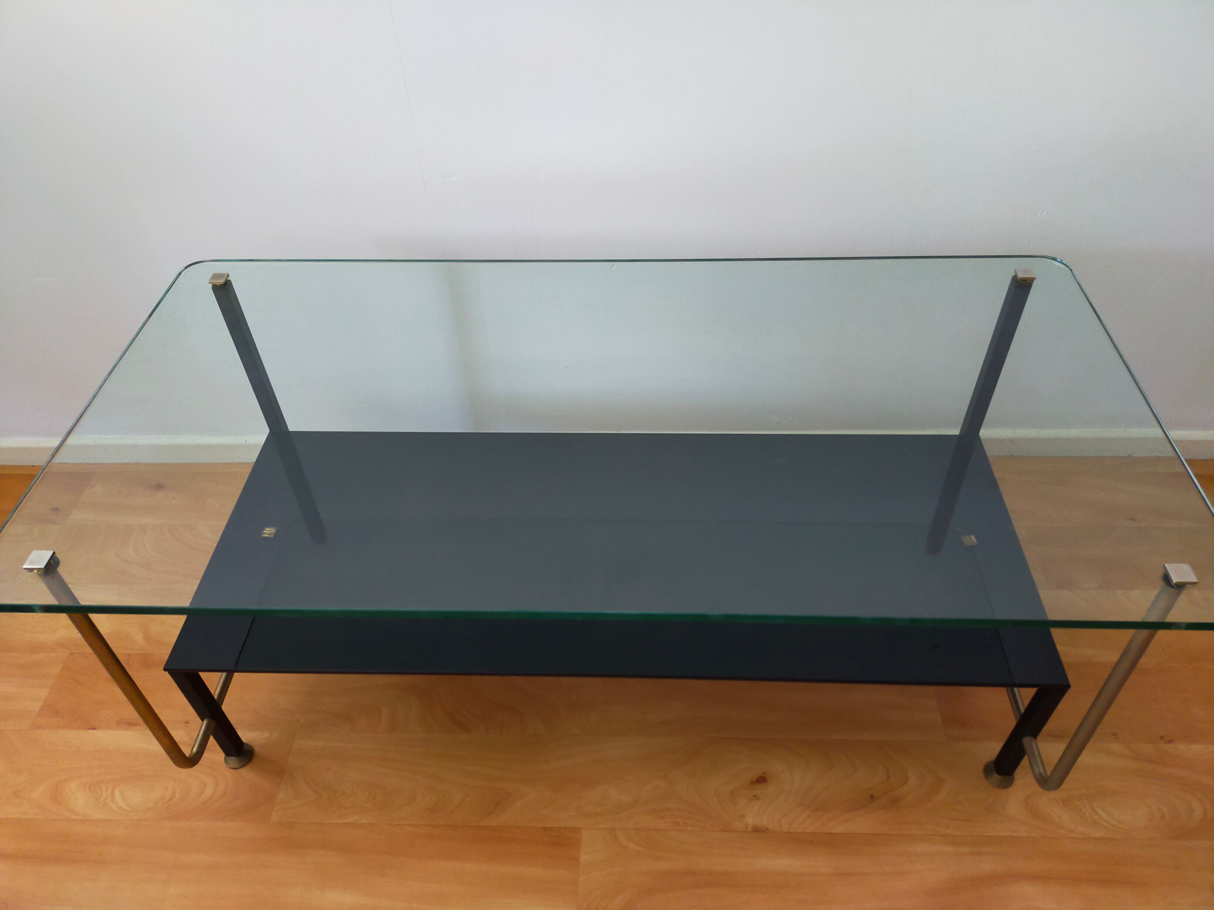 Coffee table design 50s vintage glass and brass