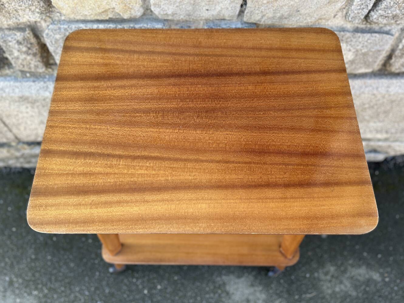 Serving trolley, TV table, varnished wood, 1950s