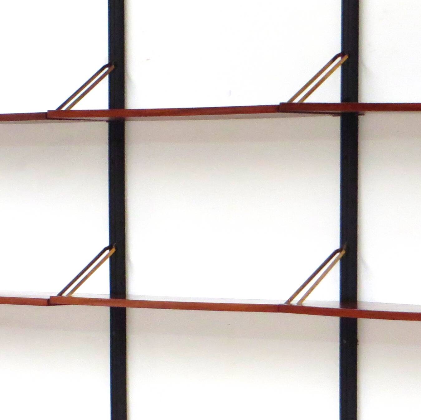 Mid century bookcase wall unit shelving system in teak with writing desk workstation, 1960s