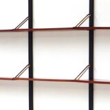 Mid century bookcase wall unit shelving system in teak with writing desk workstation, 1960s