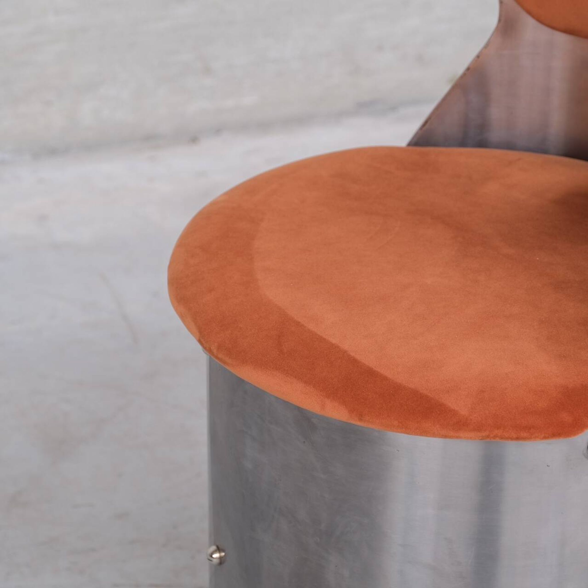 Single Occasional or Vanity Chairs in Brushed Chrome attr. to Willy Rizzo (