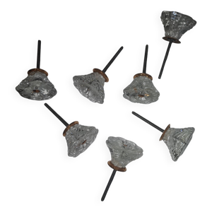 7 anciens boutons de - meuble verre