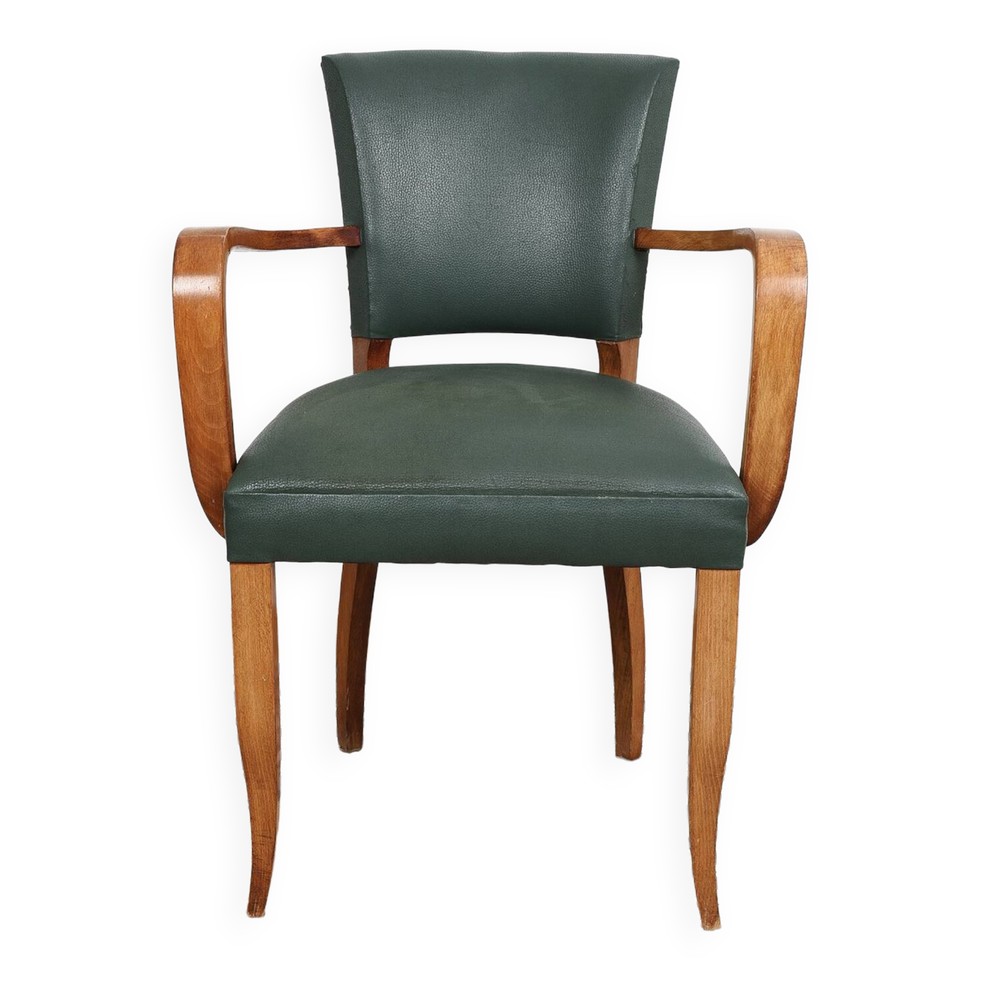 Bridge armchair in green moleskin