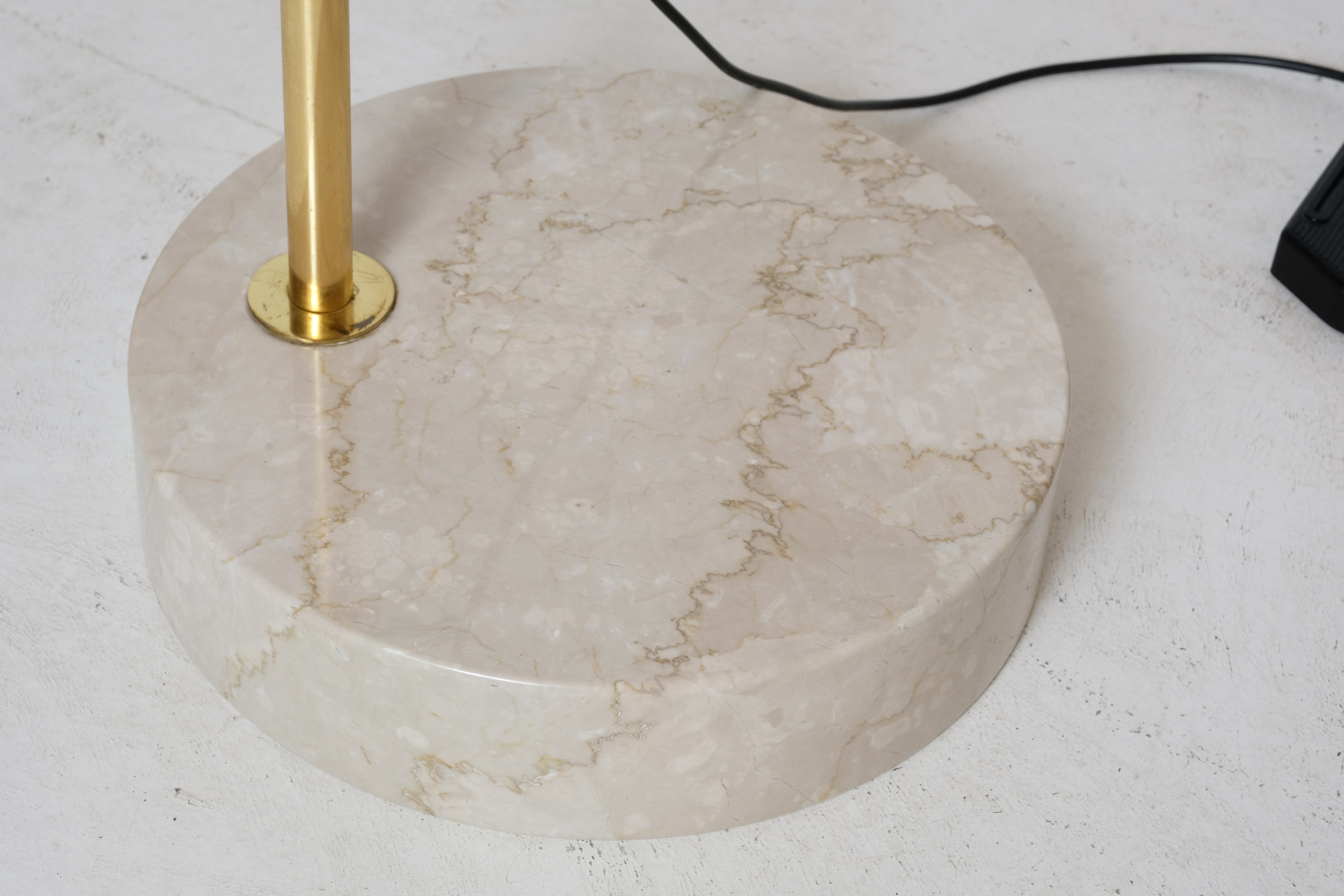 Marble swivel arch floor lamp, Bellux 1980's switzerland