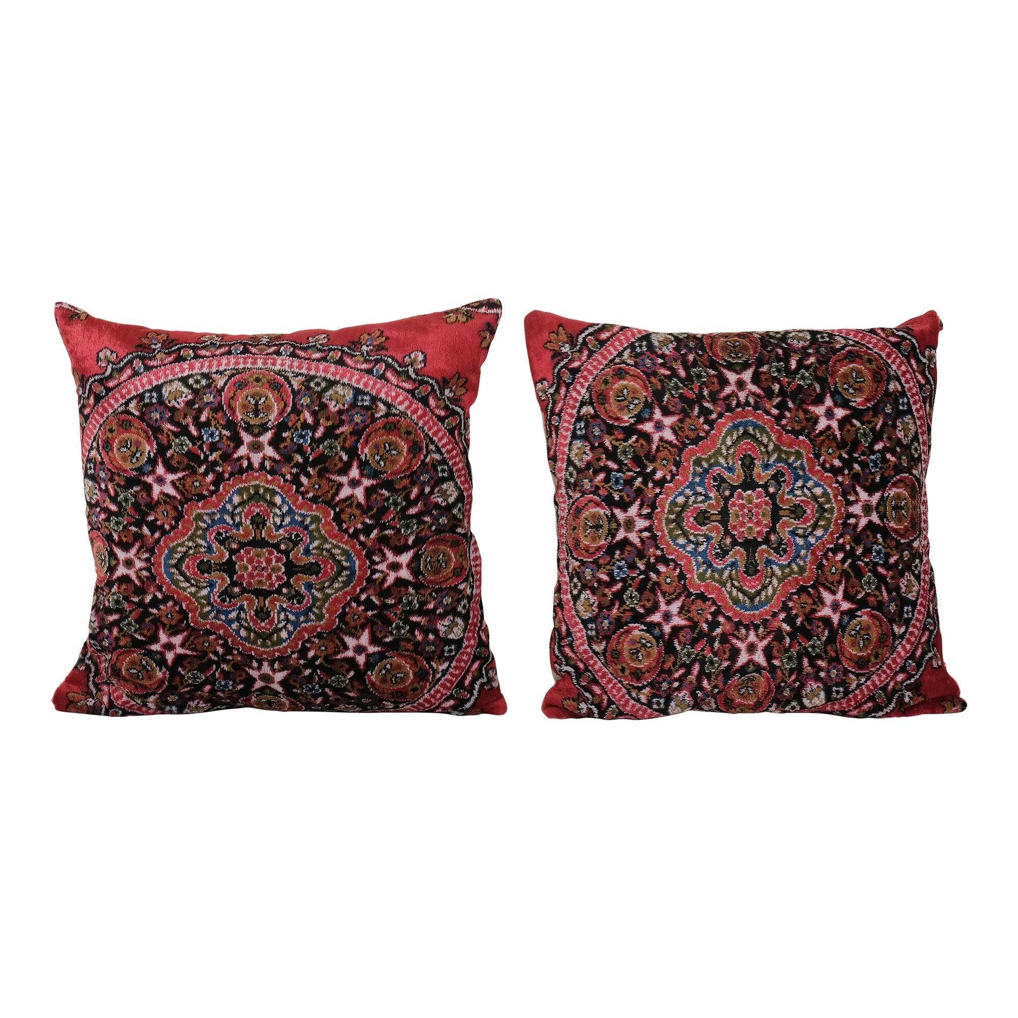 Set of 2 vintage velvet cushion covers 61x61 cm